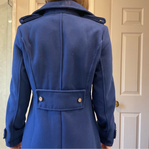 Owind Coat, long length, dark royal blue, pockets, lots of details, Sz S - Picture 8 of 15